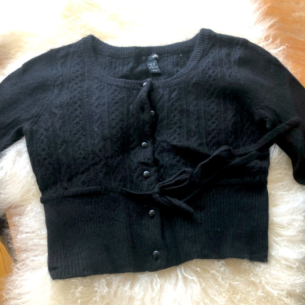 H&M Black Angora Cardigan Sweater